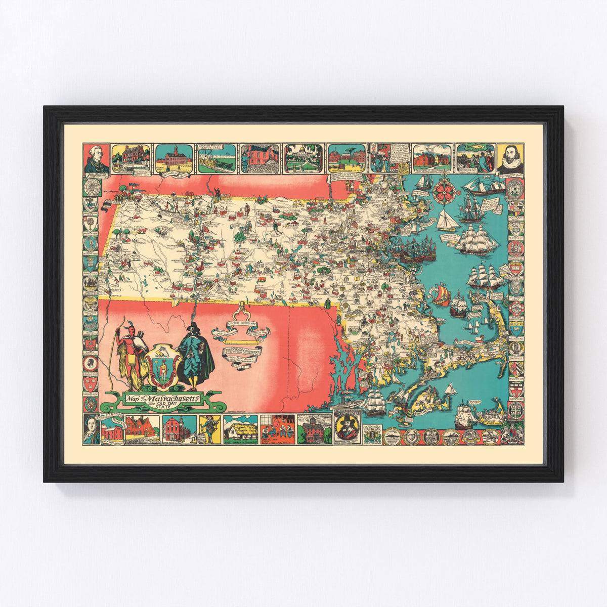 Massachusetts Vintage Map 1930