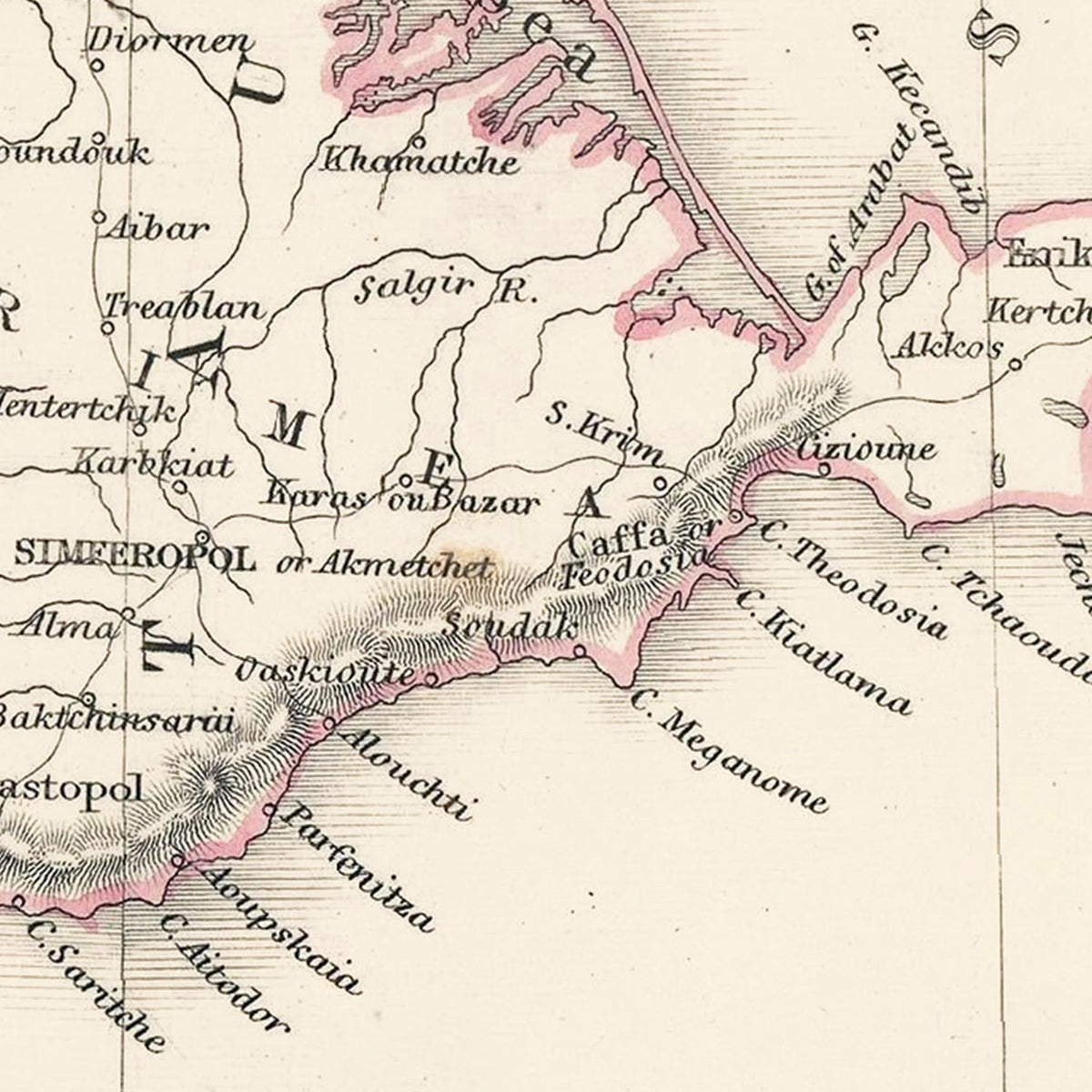 Restored historic details from the 1847 body of water map of County