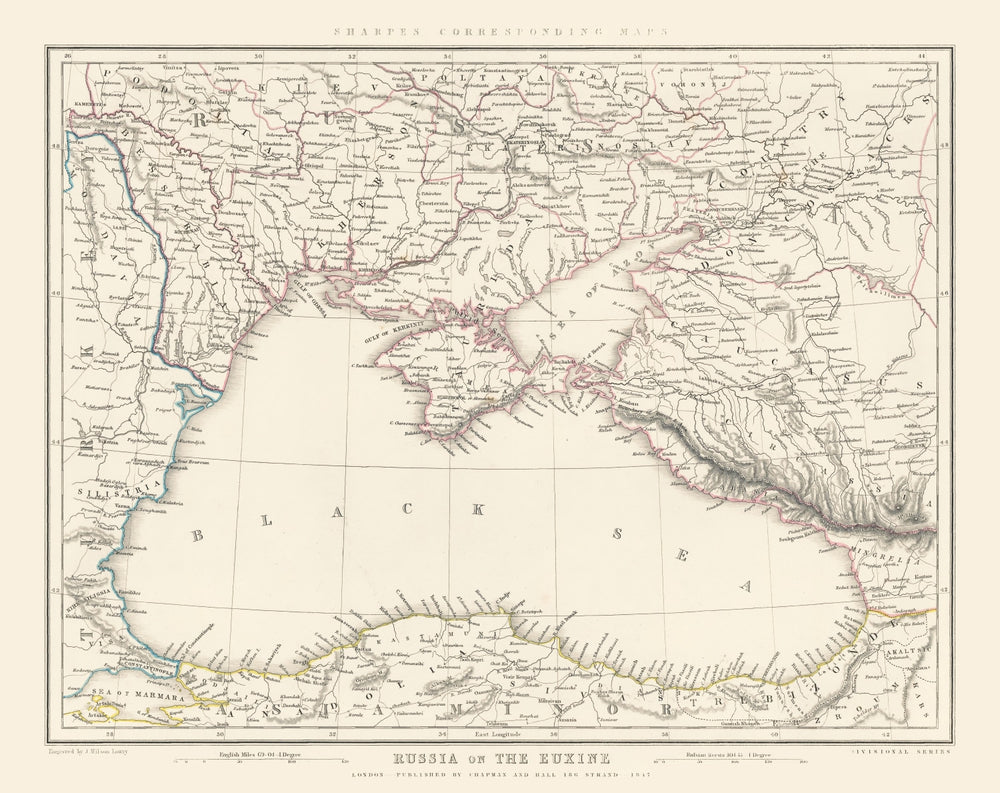 Vintage Black Sea Map 1847 print style example