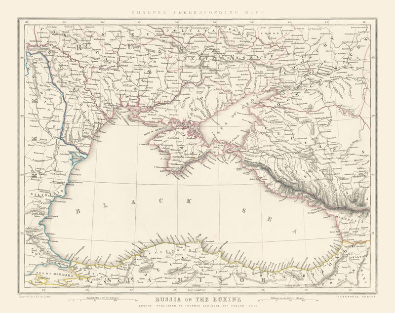 Size comparison using Vintage Black Sea Map 1847