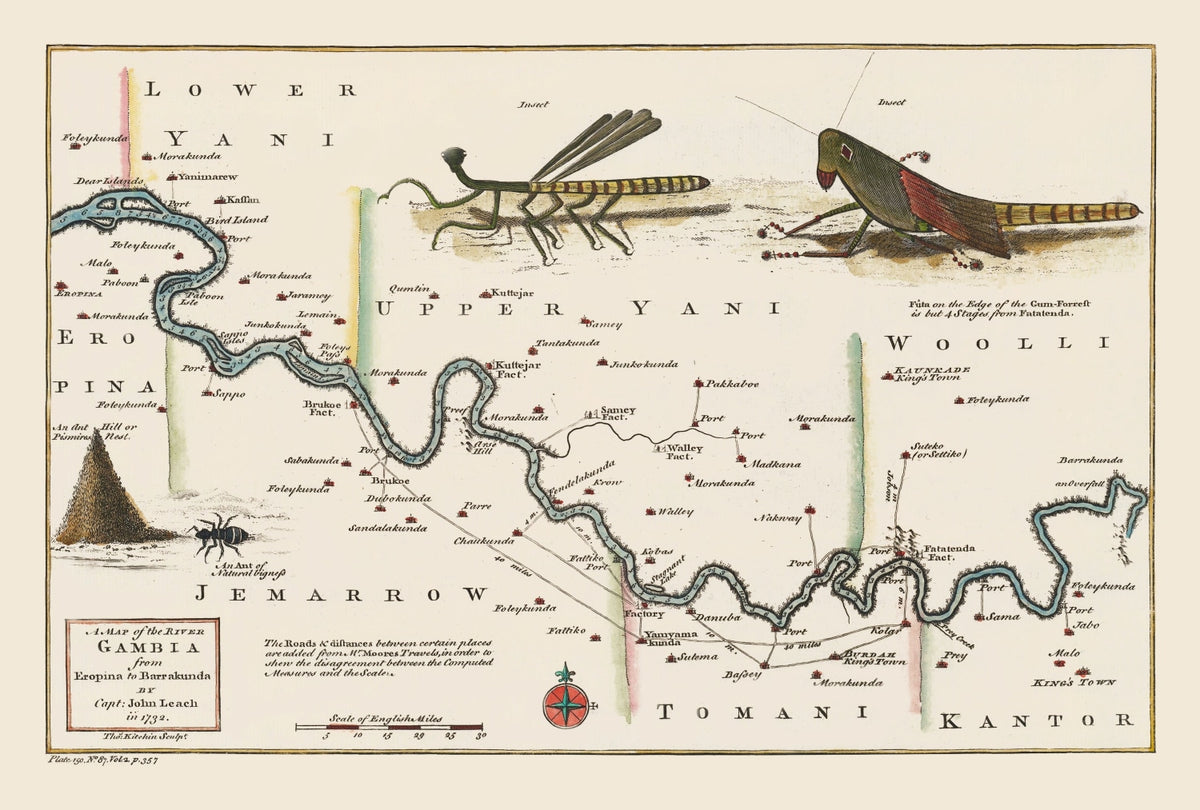 Preview of Vintage Middle Gambia River Map 1752