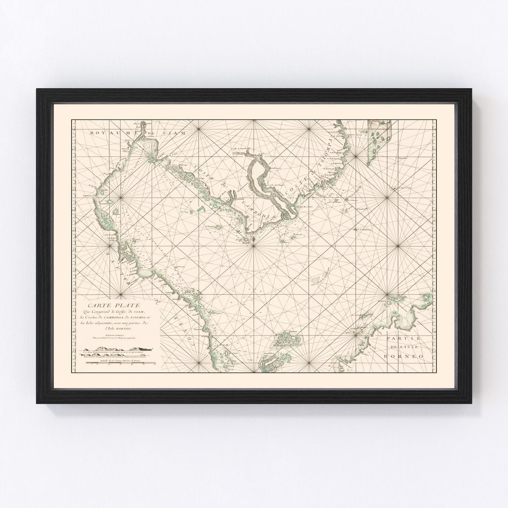 Gulf of Siam Vintage Map 1745