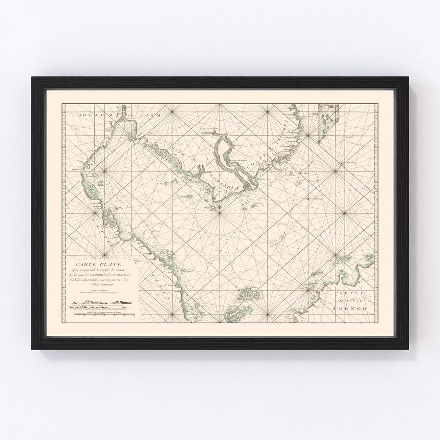 Vintage Gulf of Siam Map 1745