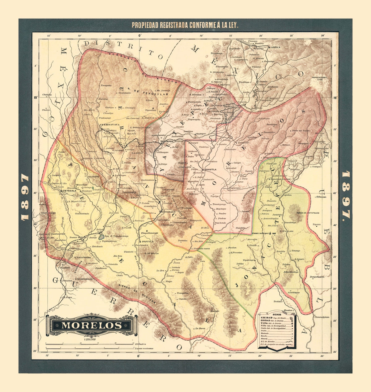 Preview of Vintage Morelos, Mexico Map 1897