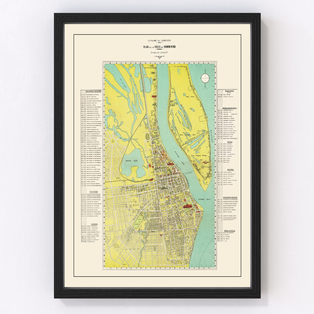Phnom Penh Vintage Map 1960