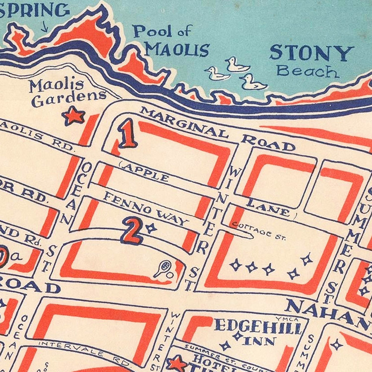 Restored historic details from the 1976 misc. attraction map of County, Massachusetts