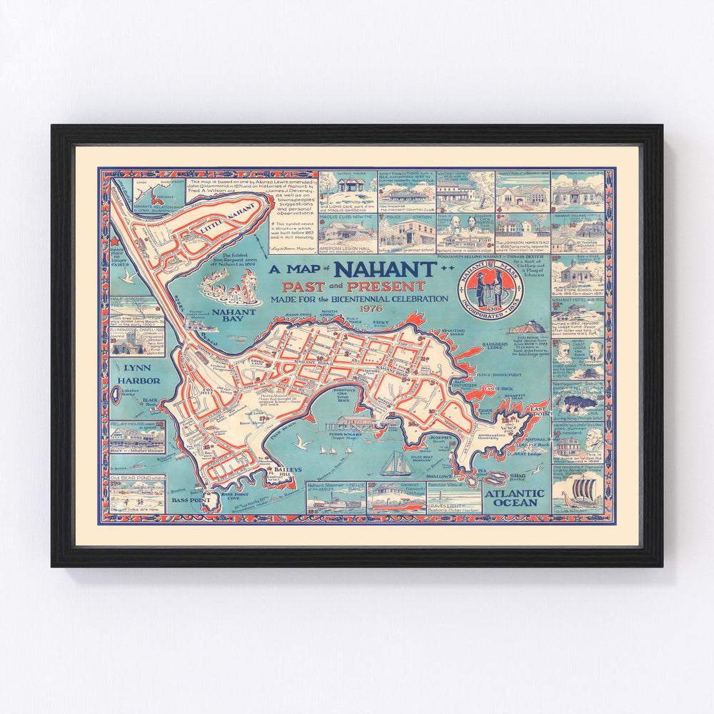 Nahant Massachusetts Vintage Map 1976