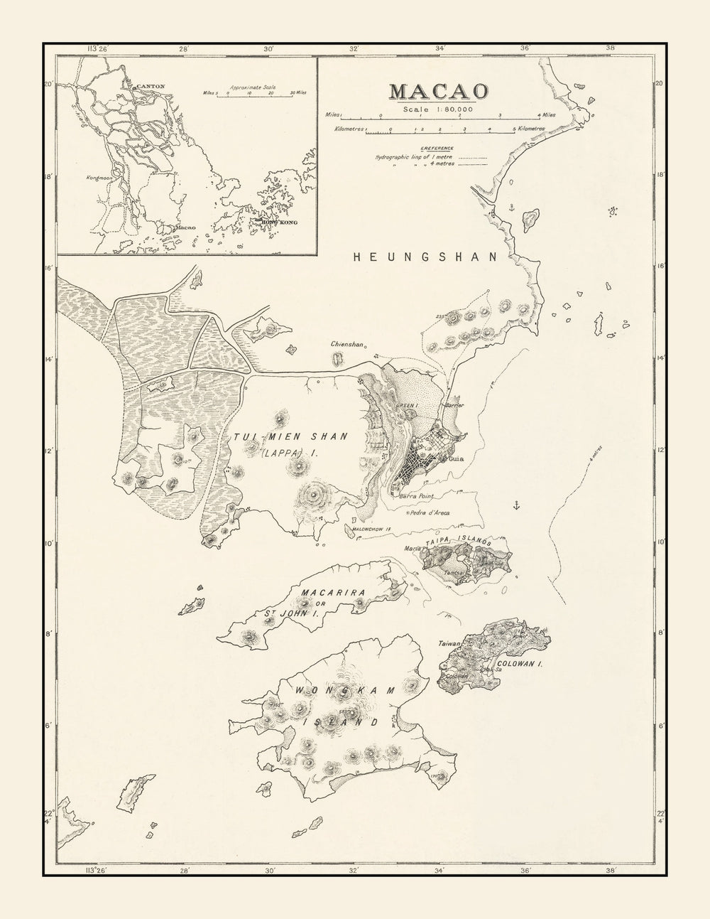 Vintage Macao Map 1918 print style example