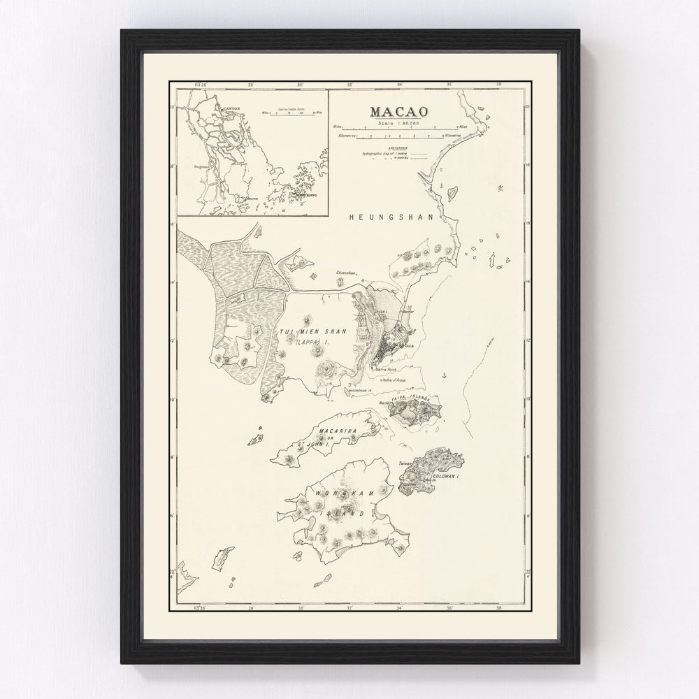 Macao Vintage Map 1918