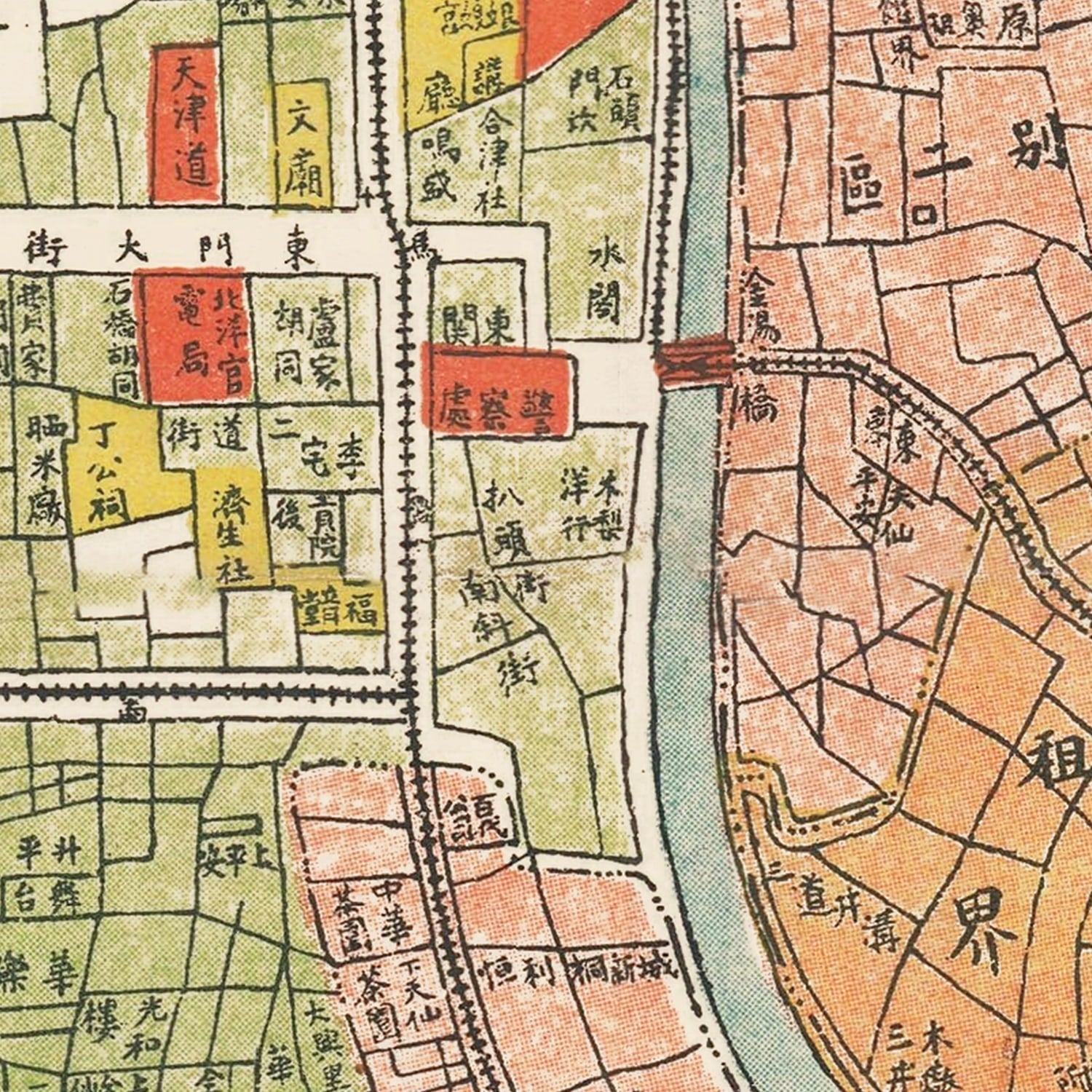 Restored historic details from the 1924 city map of Tianjin