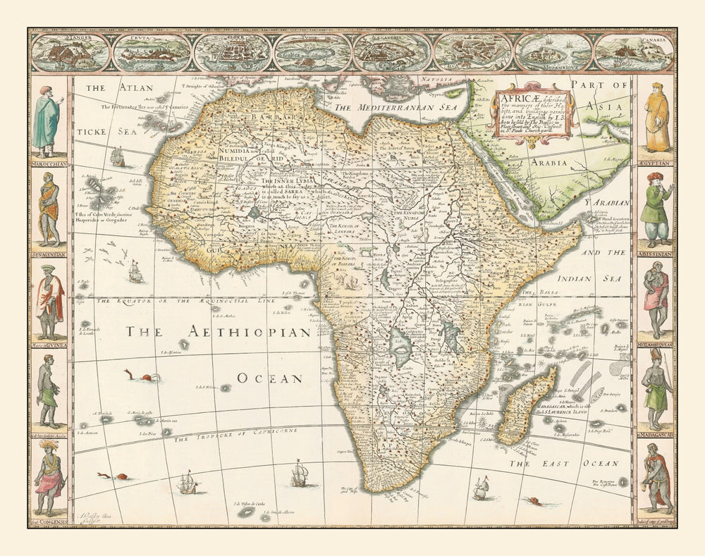 Vintage Africa Map 1626 print style example