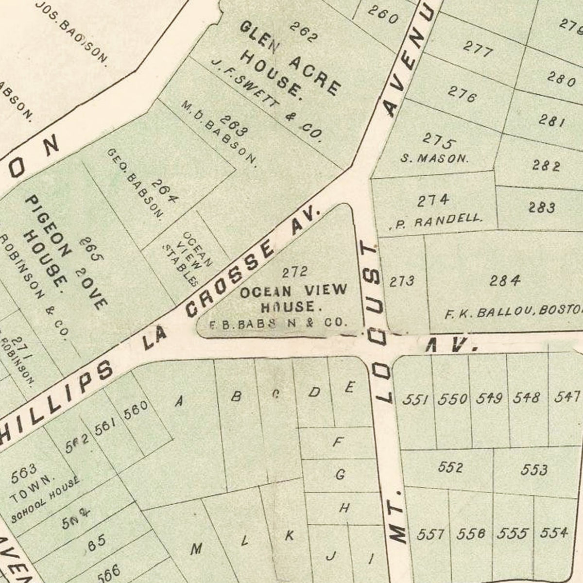 Restored historic details from the 1870 misc. attraction map of County, Massachusetts