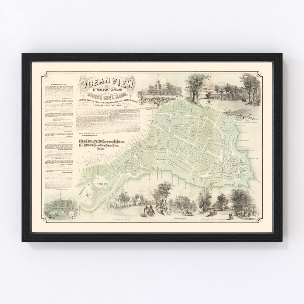 Pigeon Cove & Cape Ann Vintage Map 1870