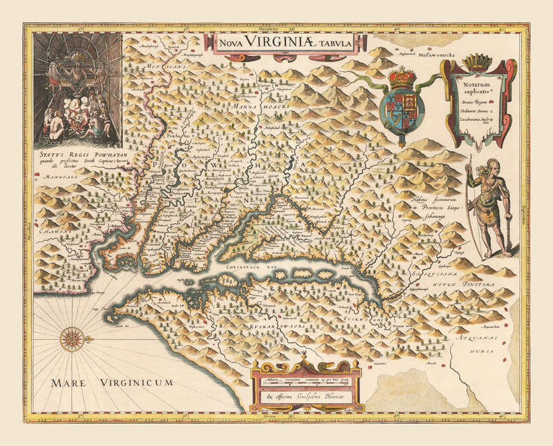 Size comparison using Vintage Map of Virginia 1635