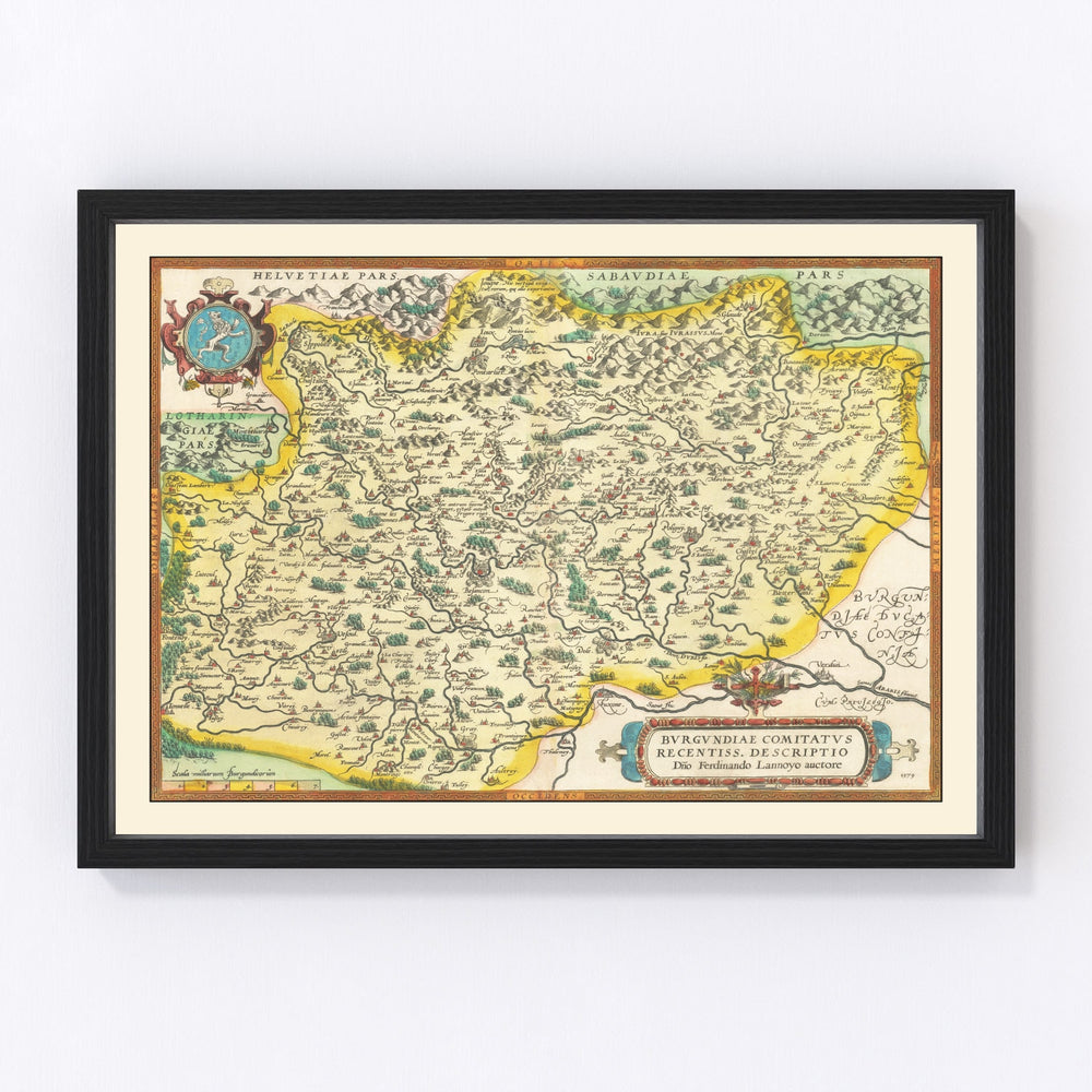Burgundy, France Vintage Map 1595