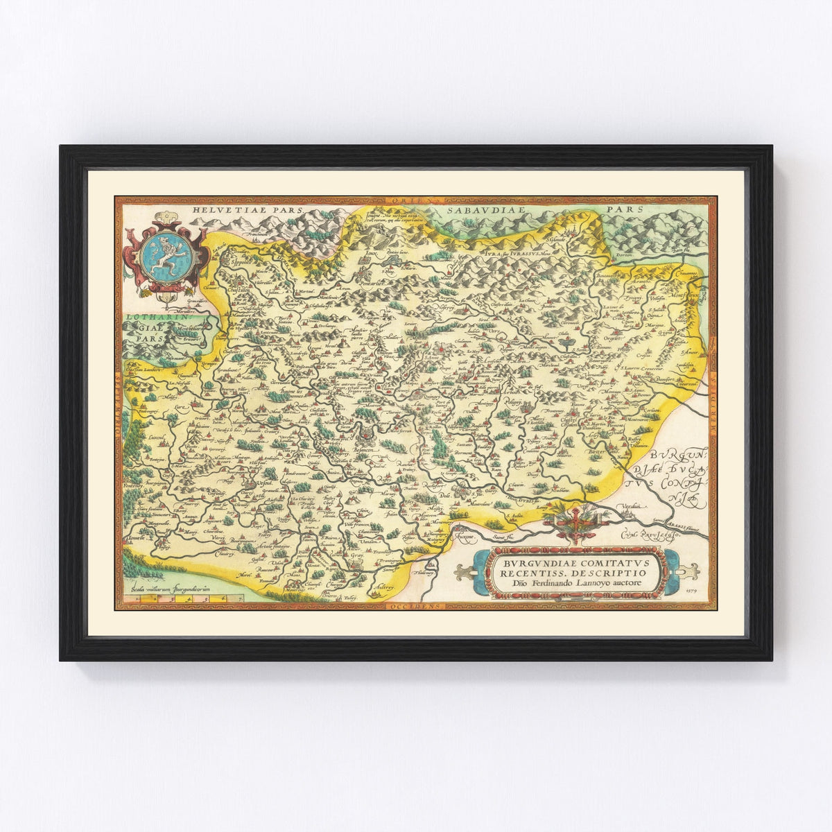 Burgundy, France Vintage Map 1595
