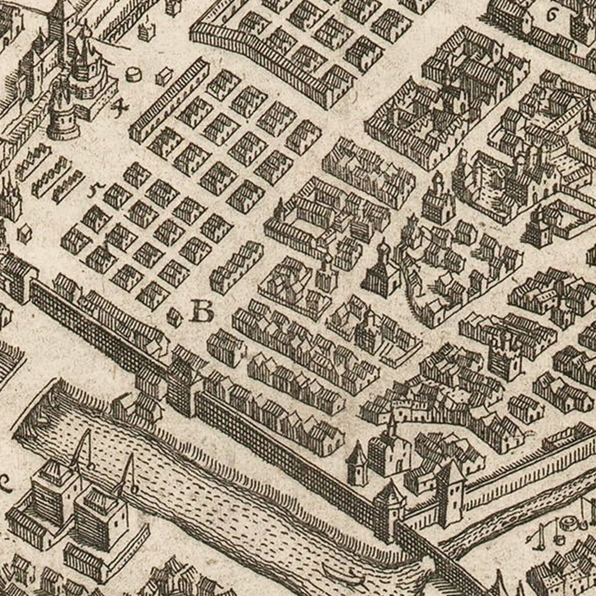 Restored historic details from the 1646 city map of Moscow