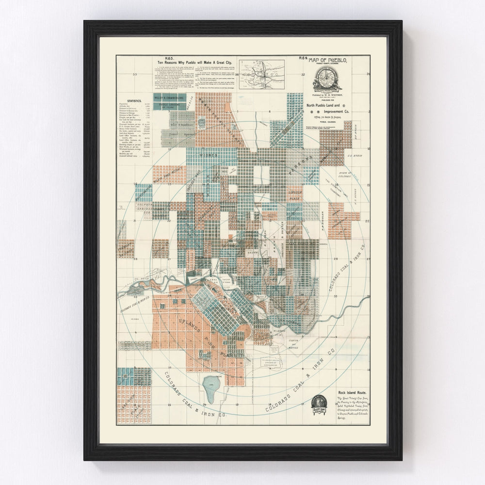 Pueblo Vintage Map 1888