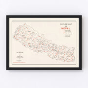 Nepal Vintage Map 1969