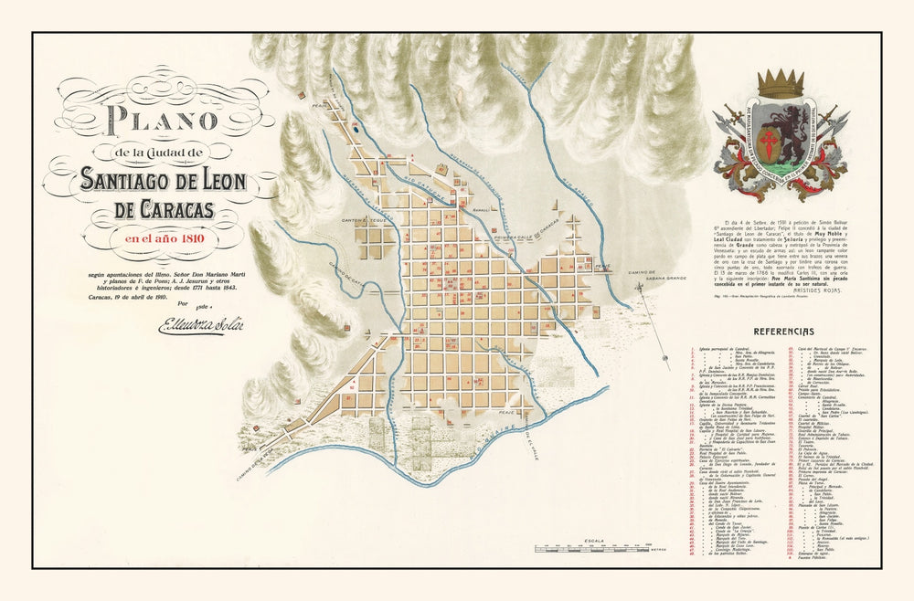 Vintage Map of Caracas, Venezuela 1810 print style example