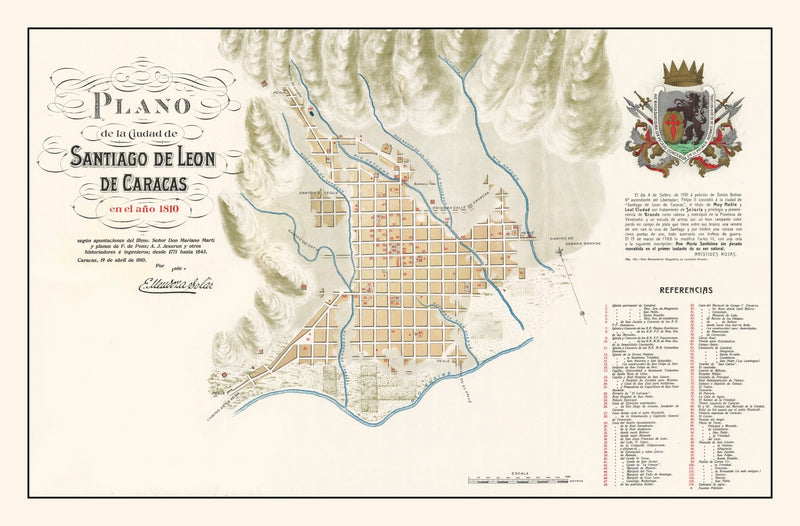 Size comparison using Vintage Map of Caracas, Venezuela 1810