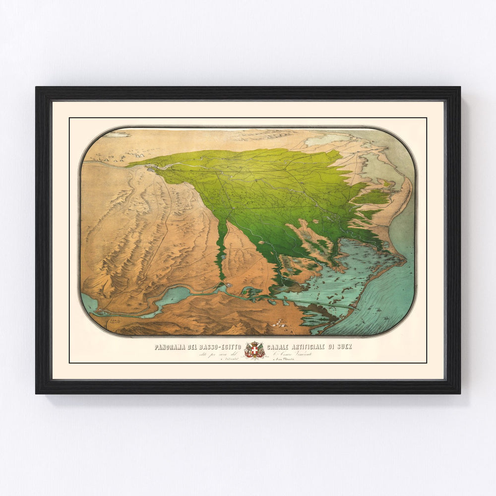 Suez Canal Vintage Map 1869