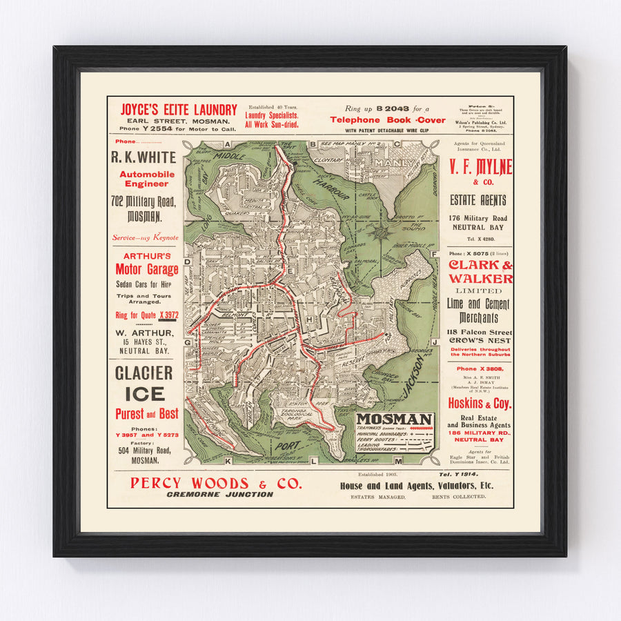 Vintage Map of Sydney, Australia 1925