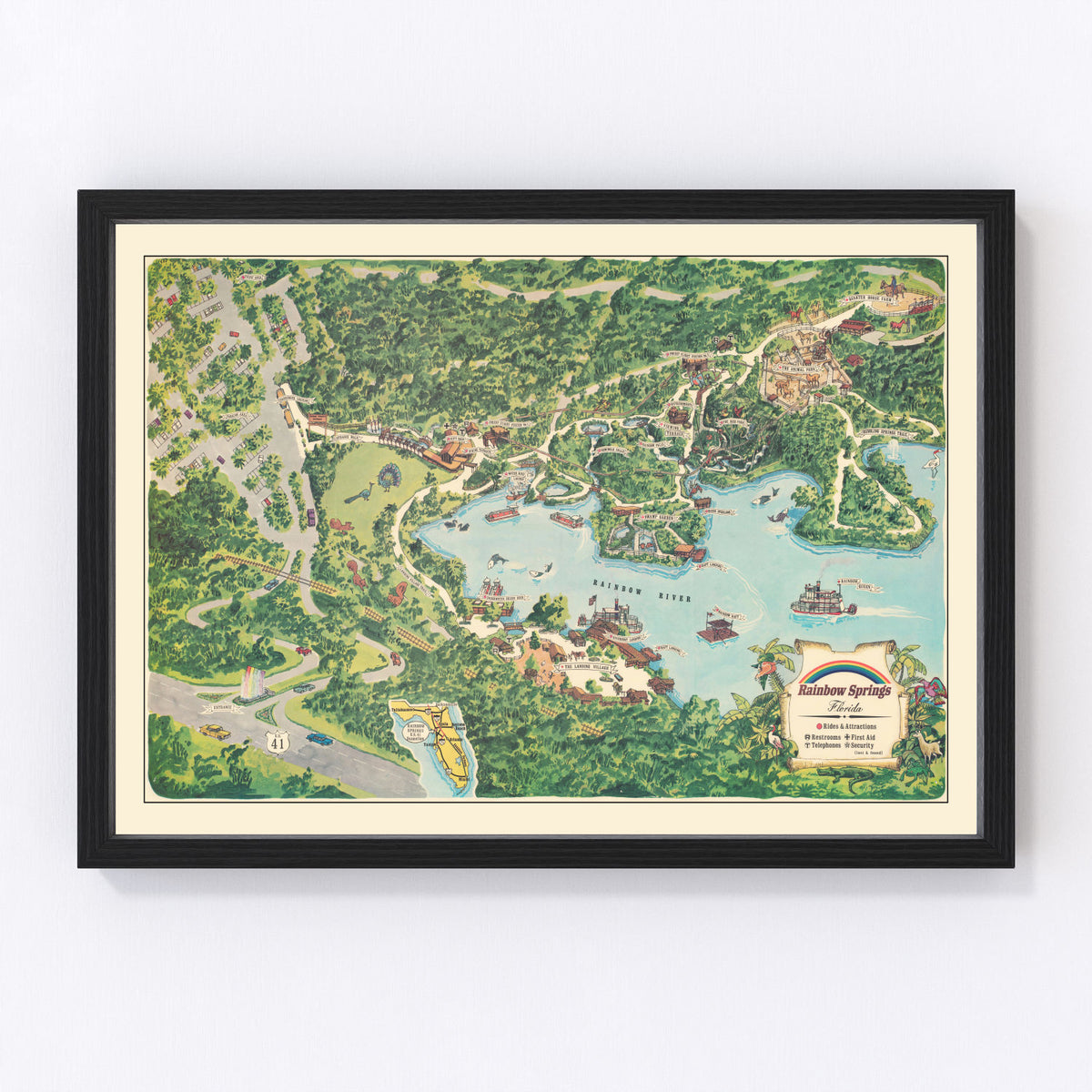 Rainbow Springs Florida Vintage Map 1967