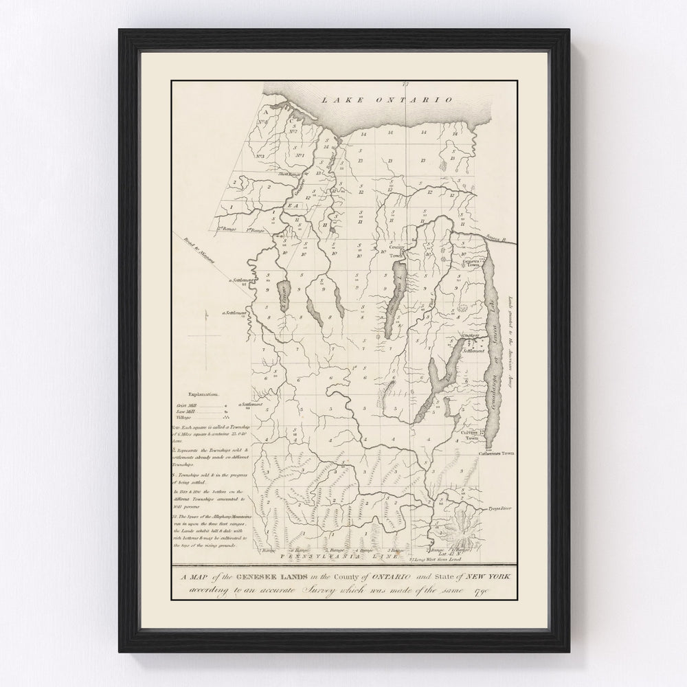 Finger Lakes Vintage Map 1849