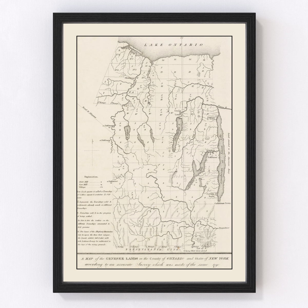 Finger Lakes Vintage Map 1849