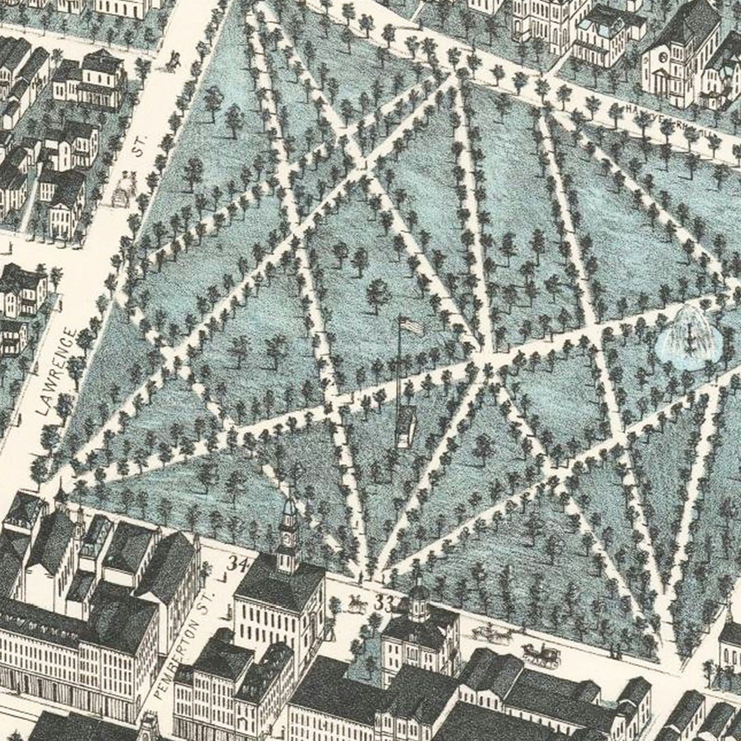 Restored historic details from the 1878 city map of Lawrence, Massachusetts