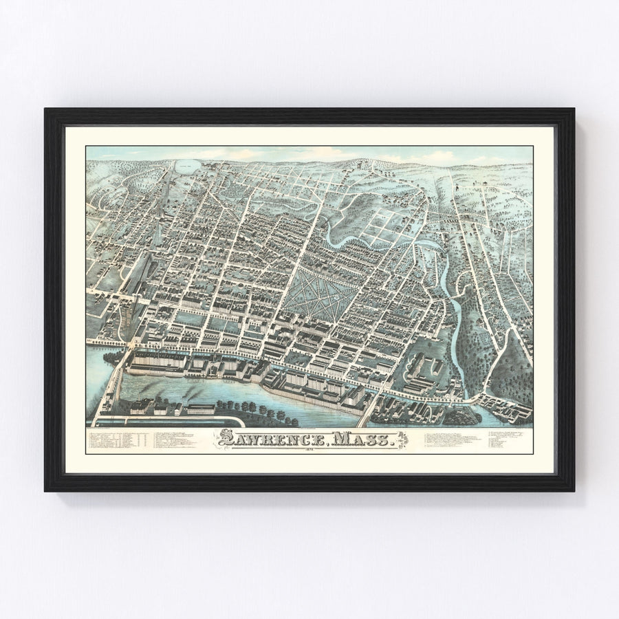Vintage Map of Lawrence, Massachusetts 1878
