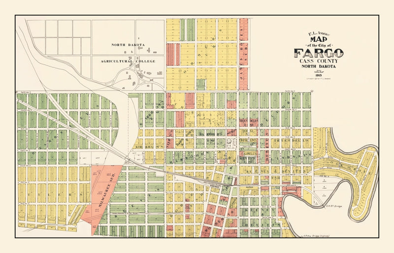 Size comparison using Vintage Map of Fargo, North Dakota 1915
