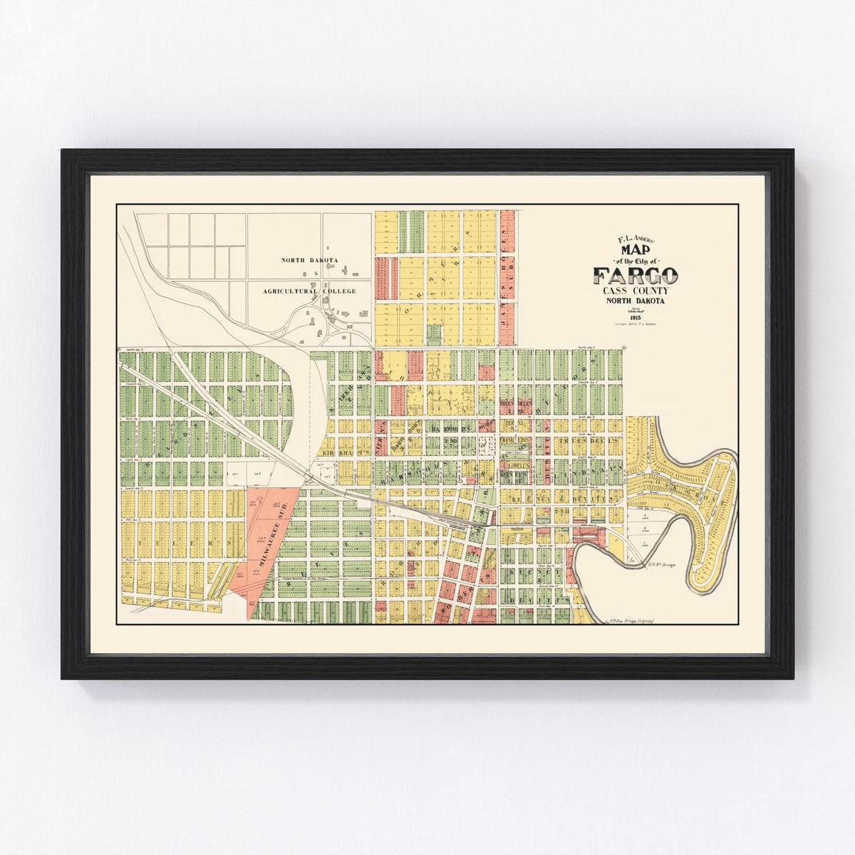 Fargo Vintage Map 1915