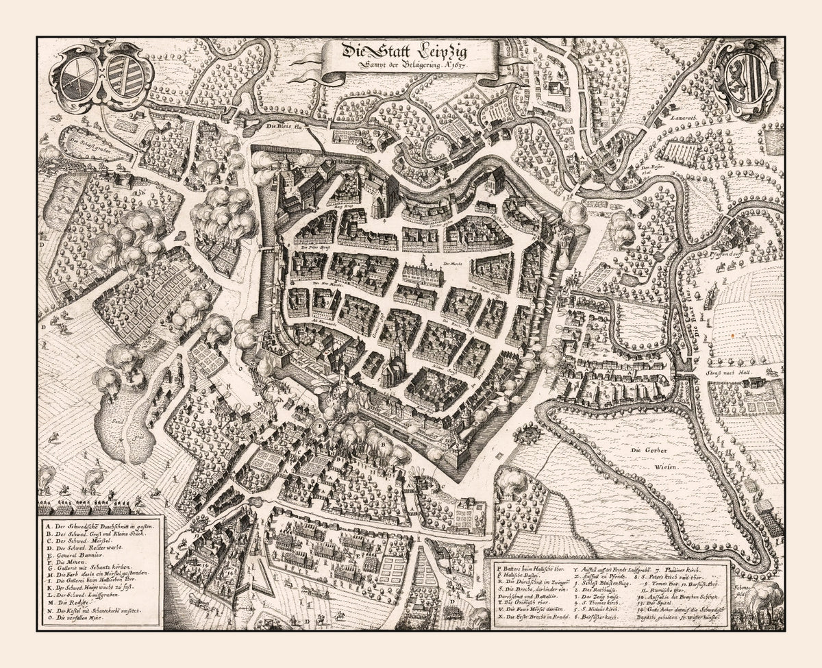 Preview of Vintage Map of Leipzig, Germany 1637