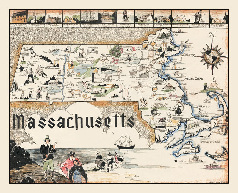 Size comparison using Vintage Map of Massachusetts 1930