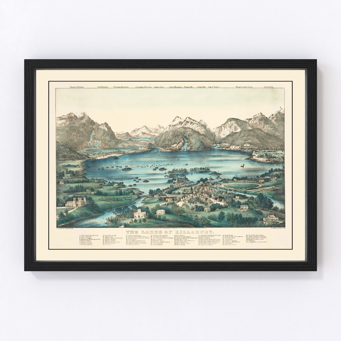 Lakes Killarney Ireland Vintage Map 1867