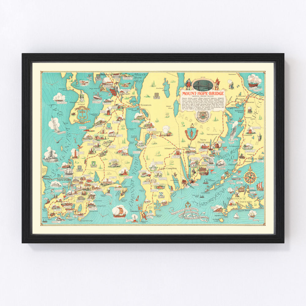Rhode Island Vintage Map 1933
