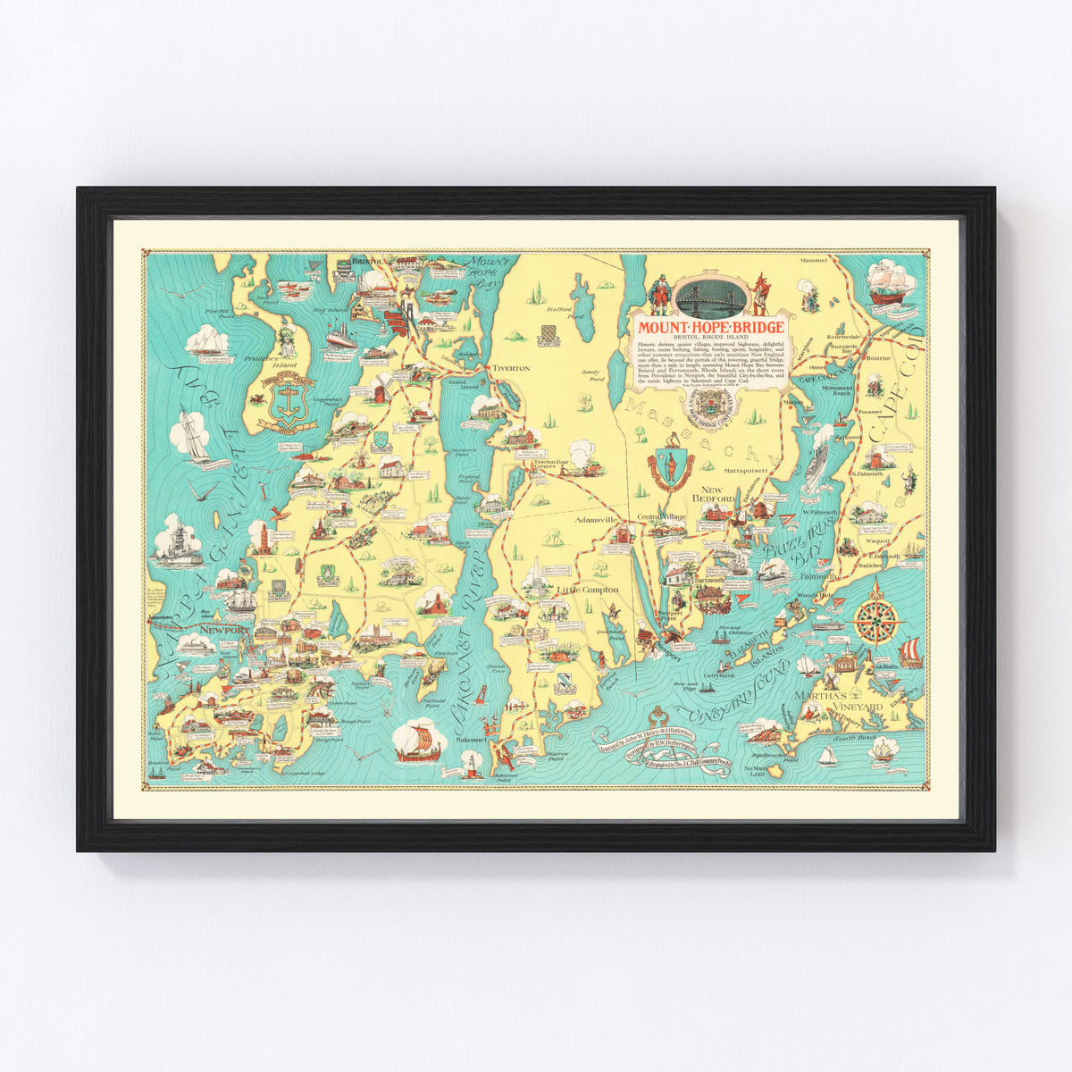 Rhode Island Vintage Map 1933