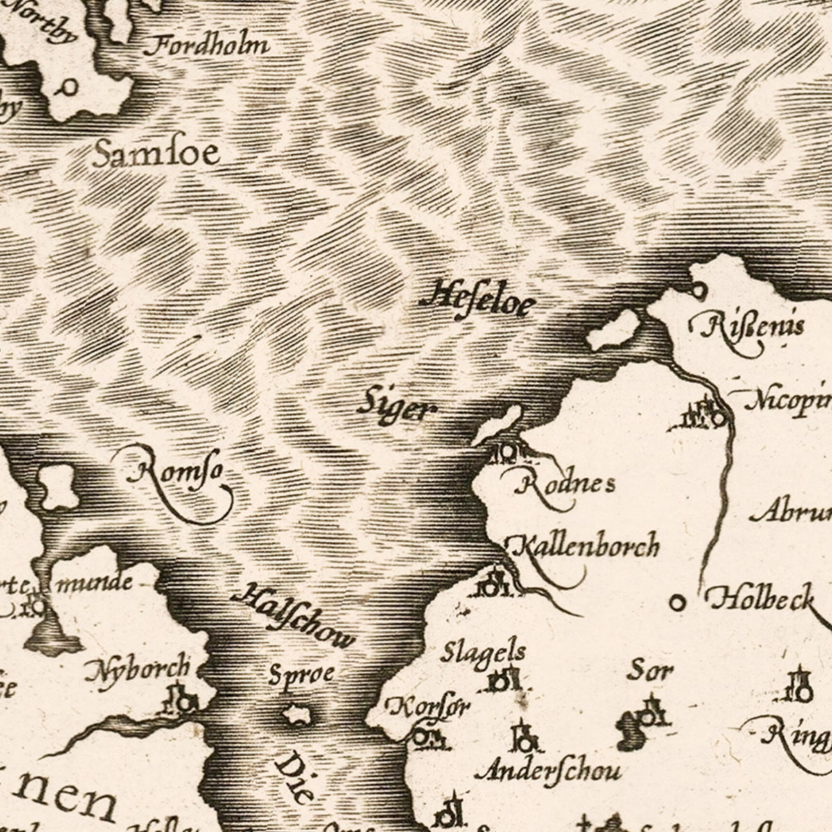 Restored historic details from the 1595 country map of County