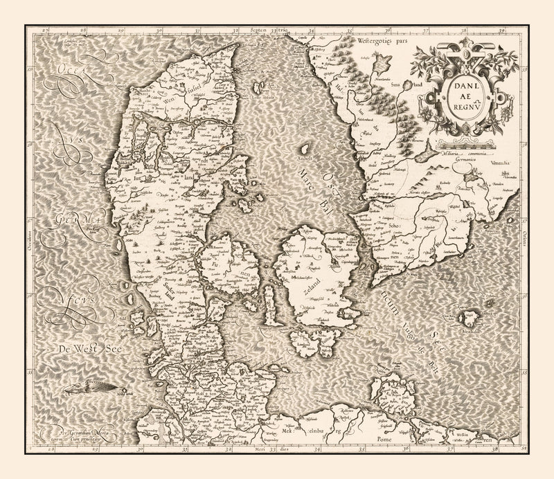Size comparison using Vintage Map of Denmark 1595