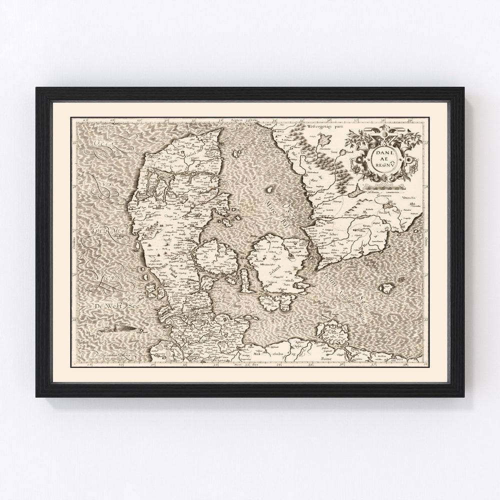 Denmark Vintage Map 1595