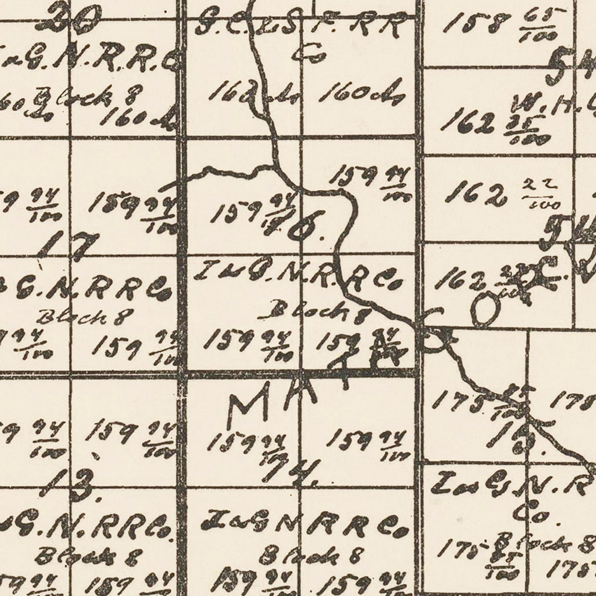 Restored historic details from the 1912 city map of Midfield, Texas