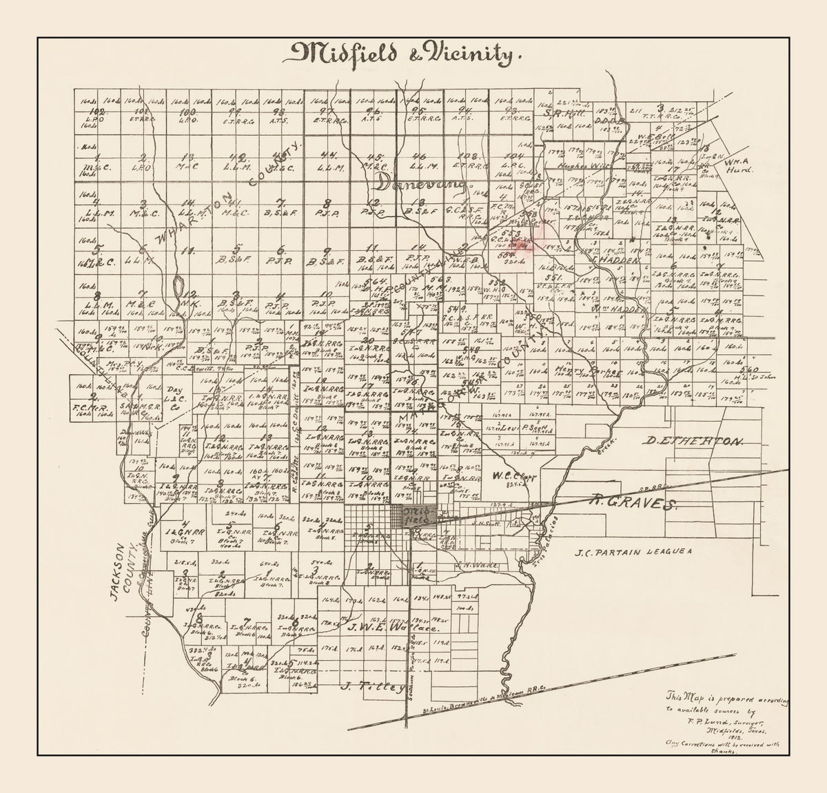 Preview of Vintage Map of Midfield, Texas 1912