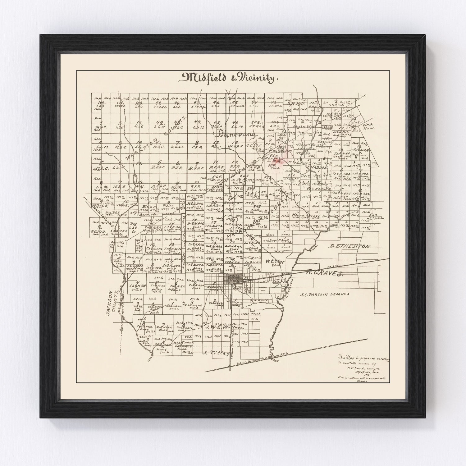 Midfield Tx Vintage Map of Midfield, Texas 1912 by Ted's Vintage Art – Teds Vintage Art