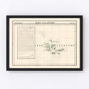 Galapagos Islands Vintage Map 1827