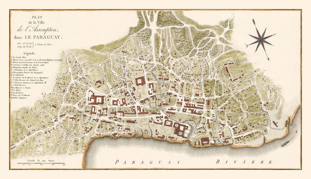 Vintage Map of Asuncion, Paraguay 1809 print style example