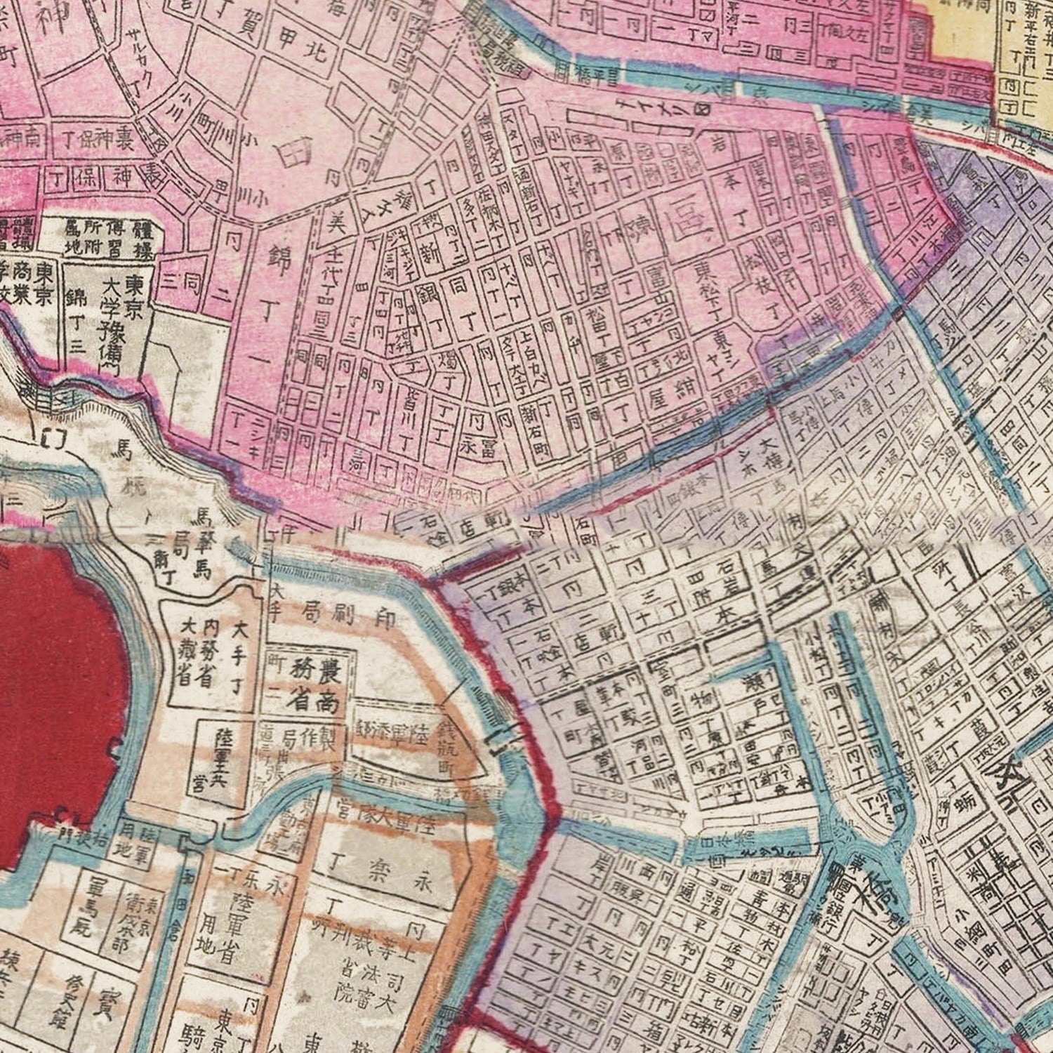 Restored historic details from the 1887 city map of Tokyo