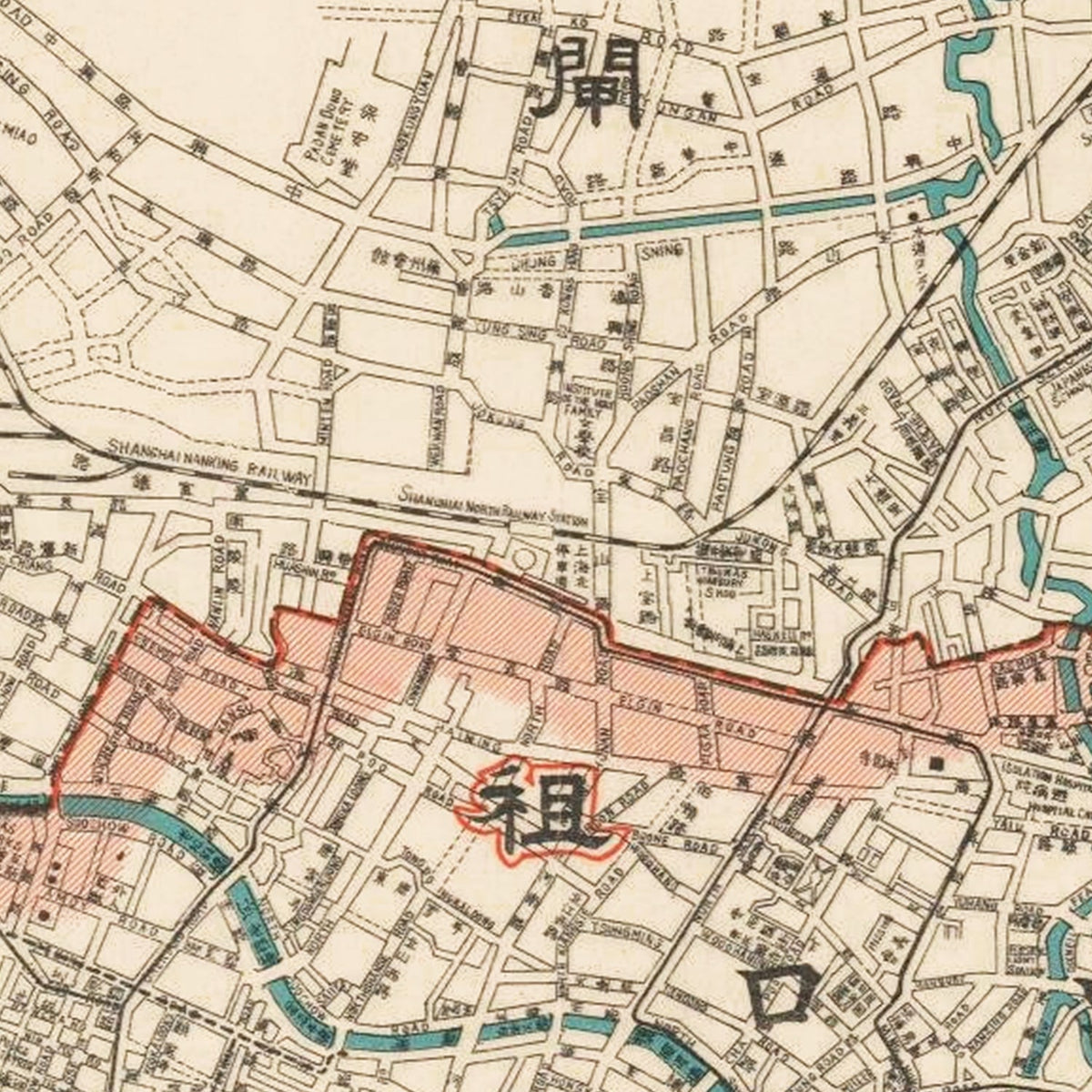 Restored historic details from the 1932 city map of Shanghai