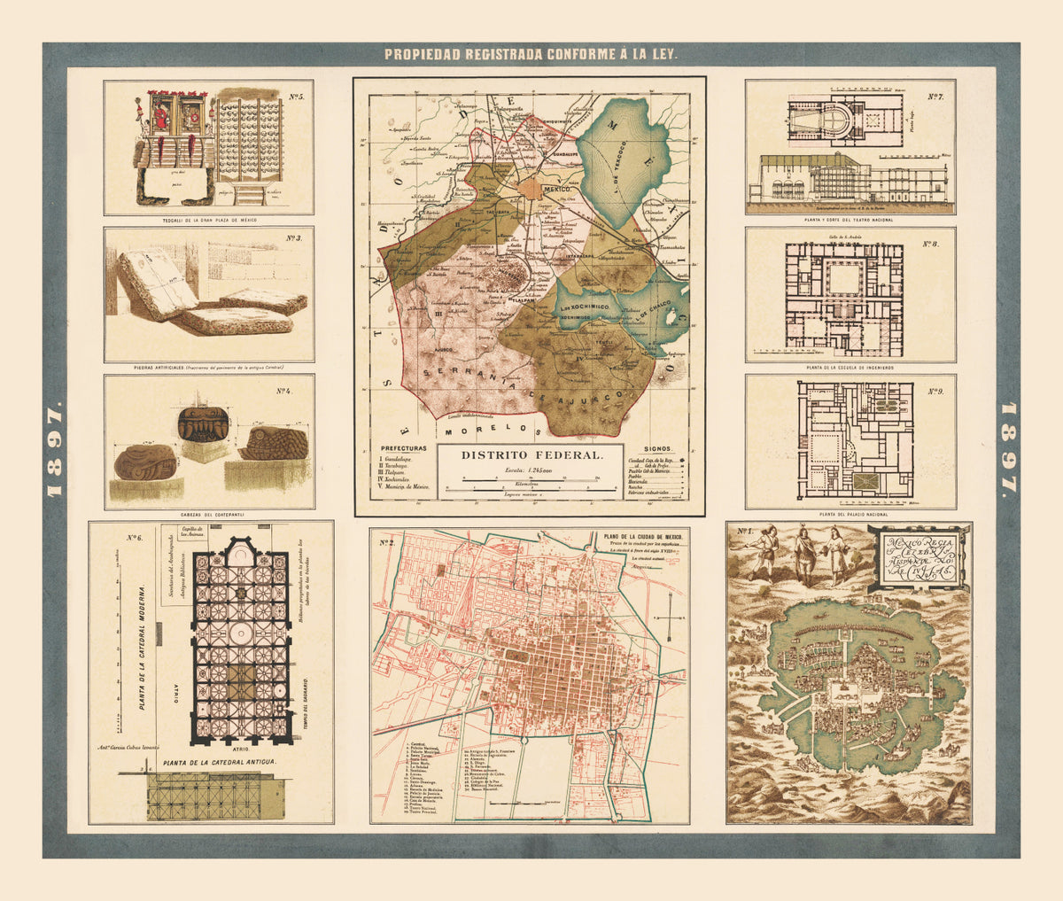 Preview of Vintage Map of Mexico City, Mexico 1897